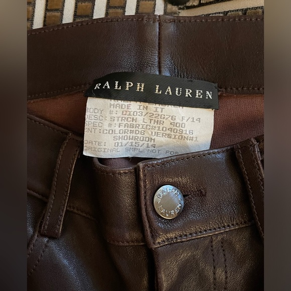 Ralph Lauren Black Label 2014 Original Sample Brown Leather Moto Pants - Picture 5 of 13